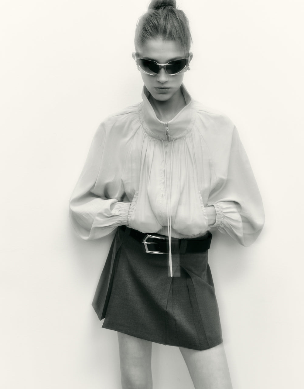 Zipper Front Stand Collar Jacket
