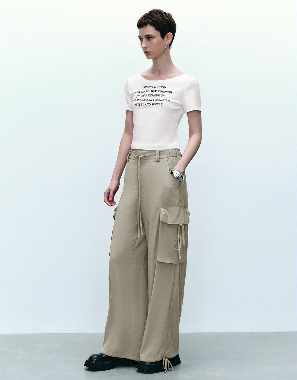 Letter Printed Crew Neck T-Shirt