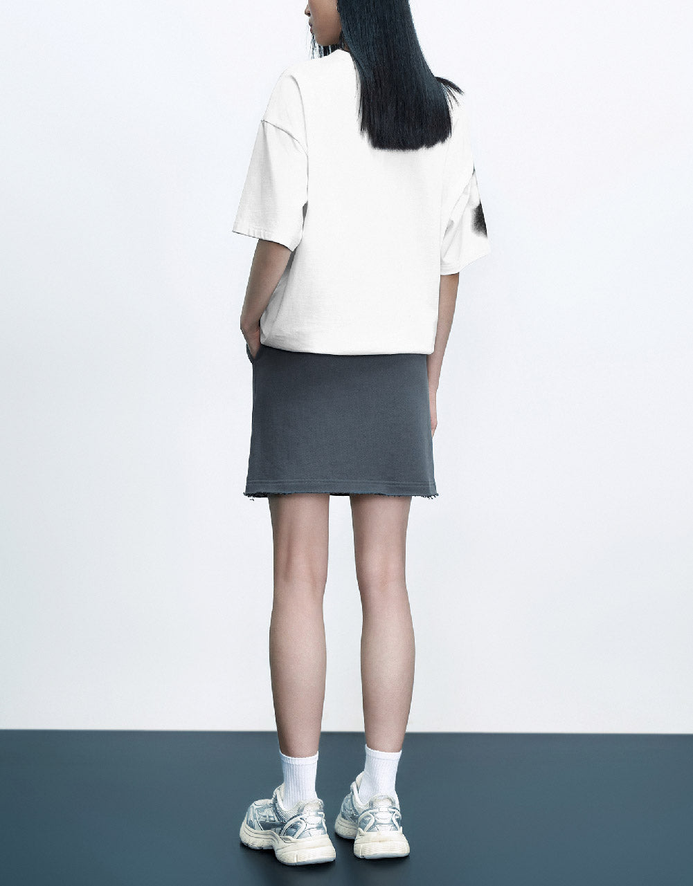 Drawstring Waist Mini Straight Skirt