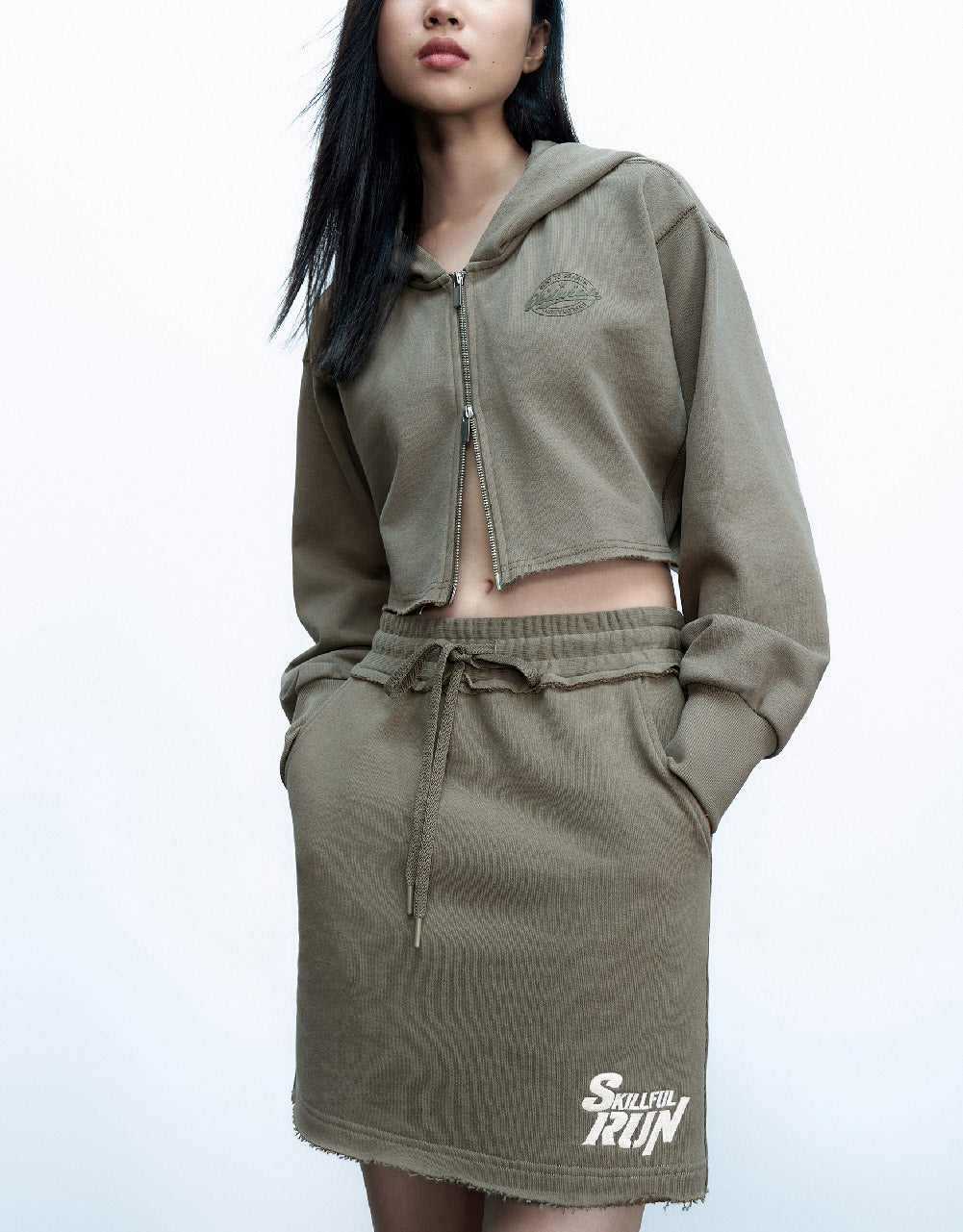 Drawstring Waist Mini Straight Skirt