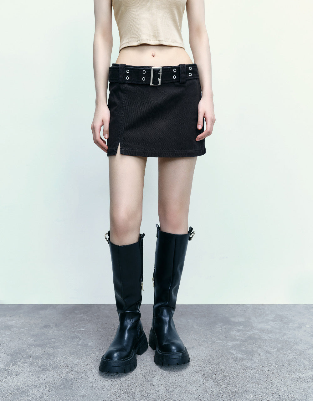 Mini A-Line Skirt With Belt