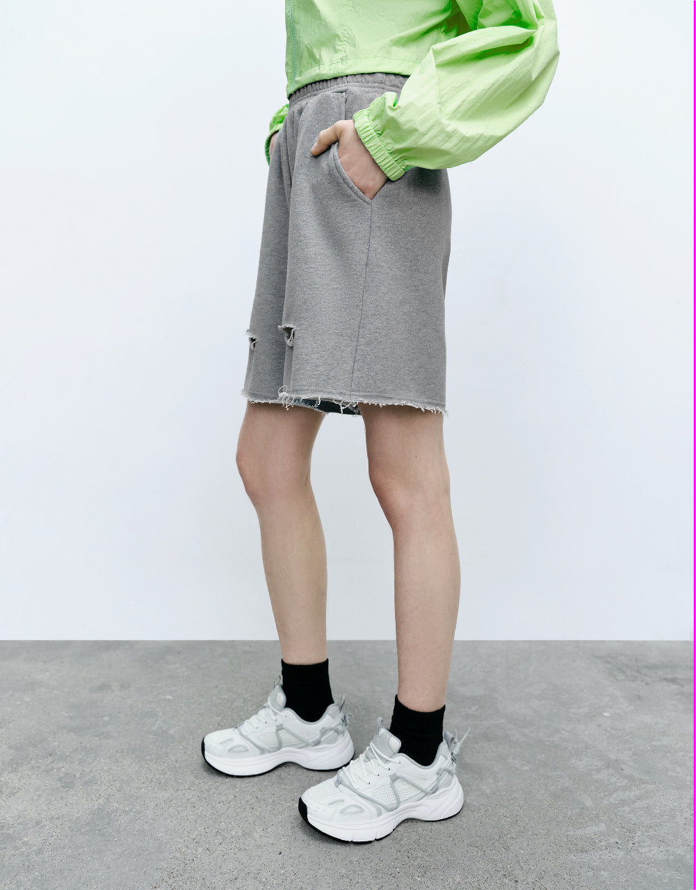 Elastic Waist Cut-Out Shorts