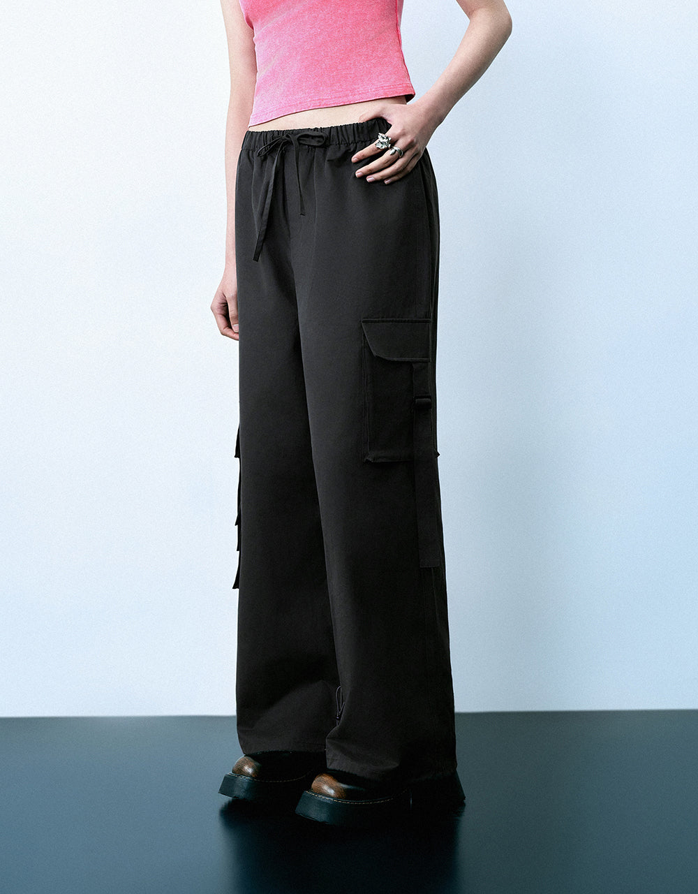 Elastic Waist Wide-Leg Pants