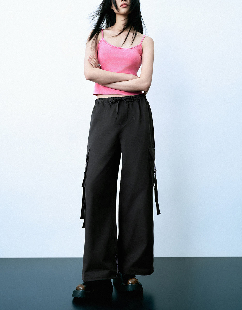 Elastic Waist Wide-Leg Pants