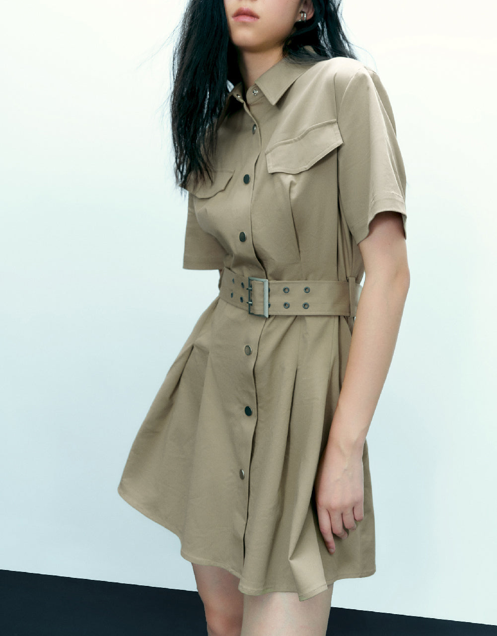 A-Line Shirt Dress With Belt