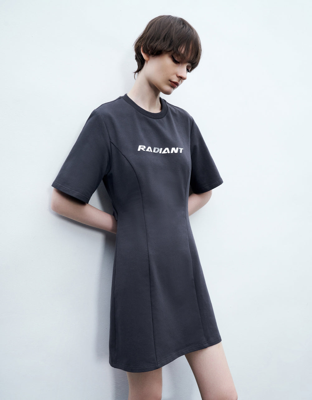 Letters Printed Crew Neck Dress