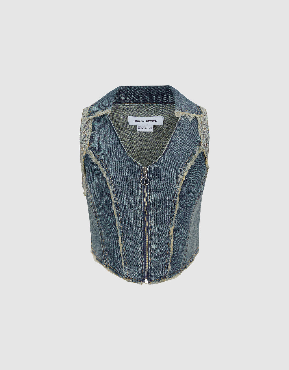 Zipper Front Denim Waistcoat