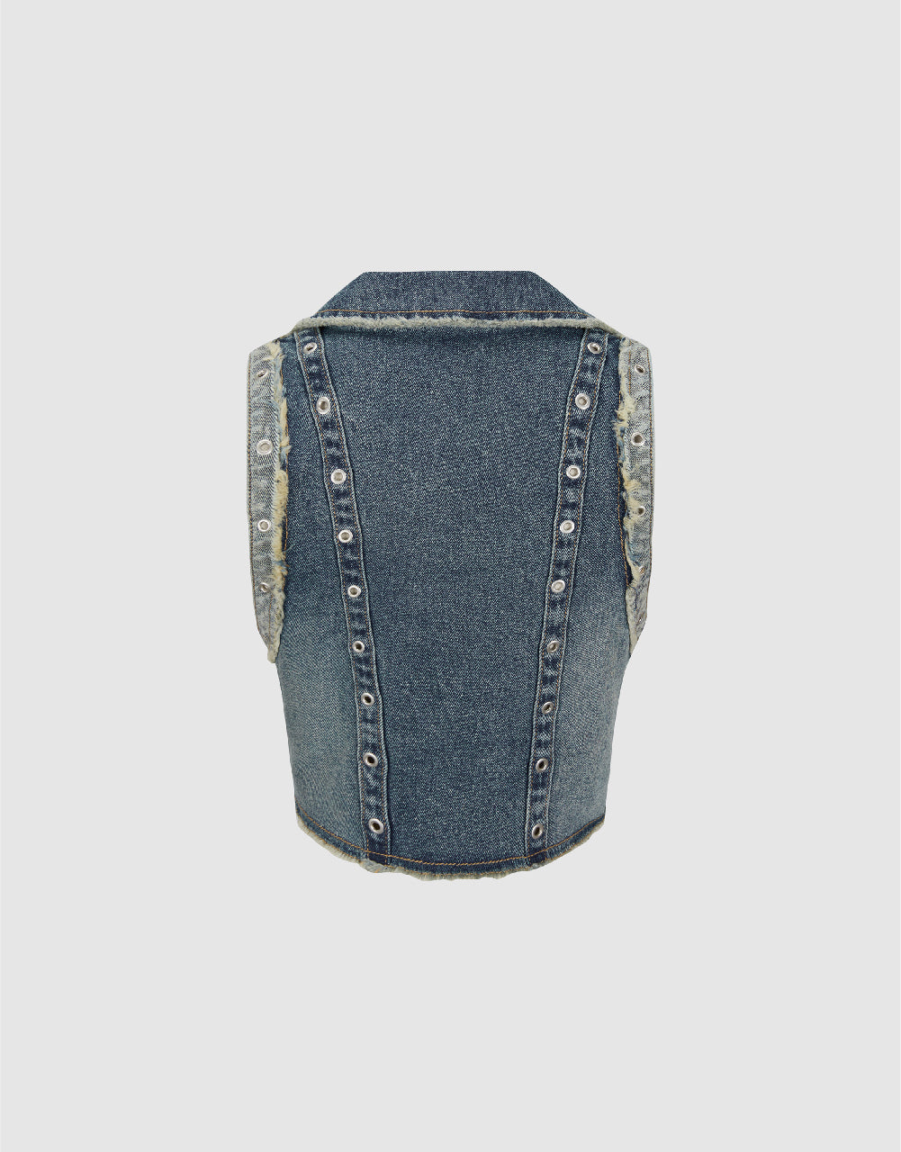 Zipper Front Denim Waistcoat