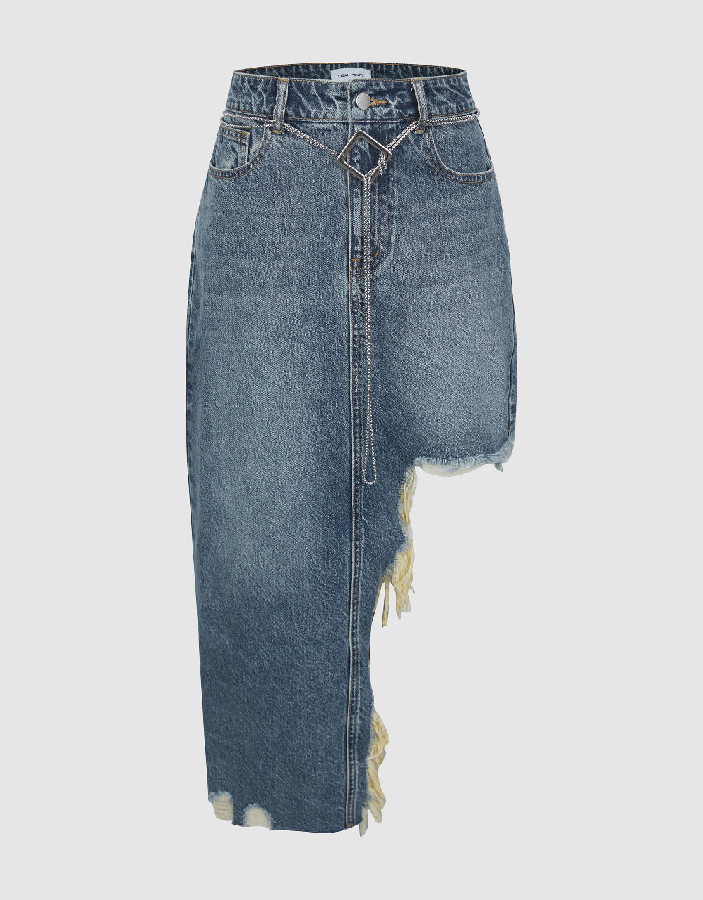 Asymmetric Straight Denim Skirt