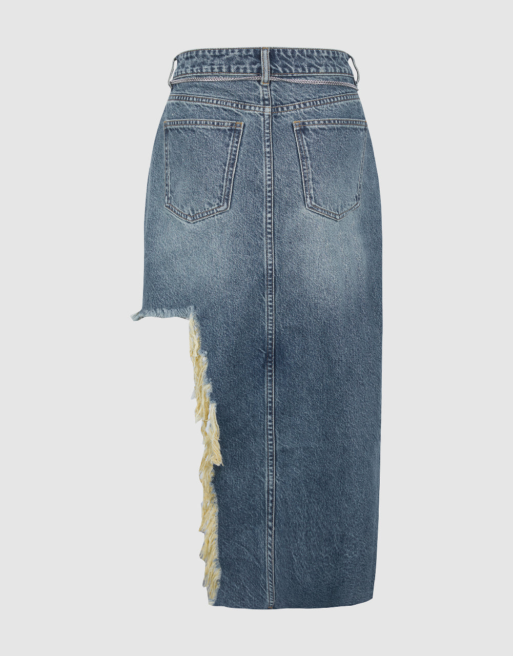 Asymmetric Straight Denim Skirt