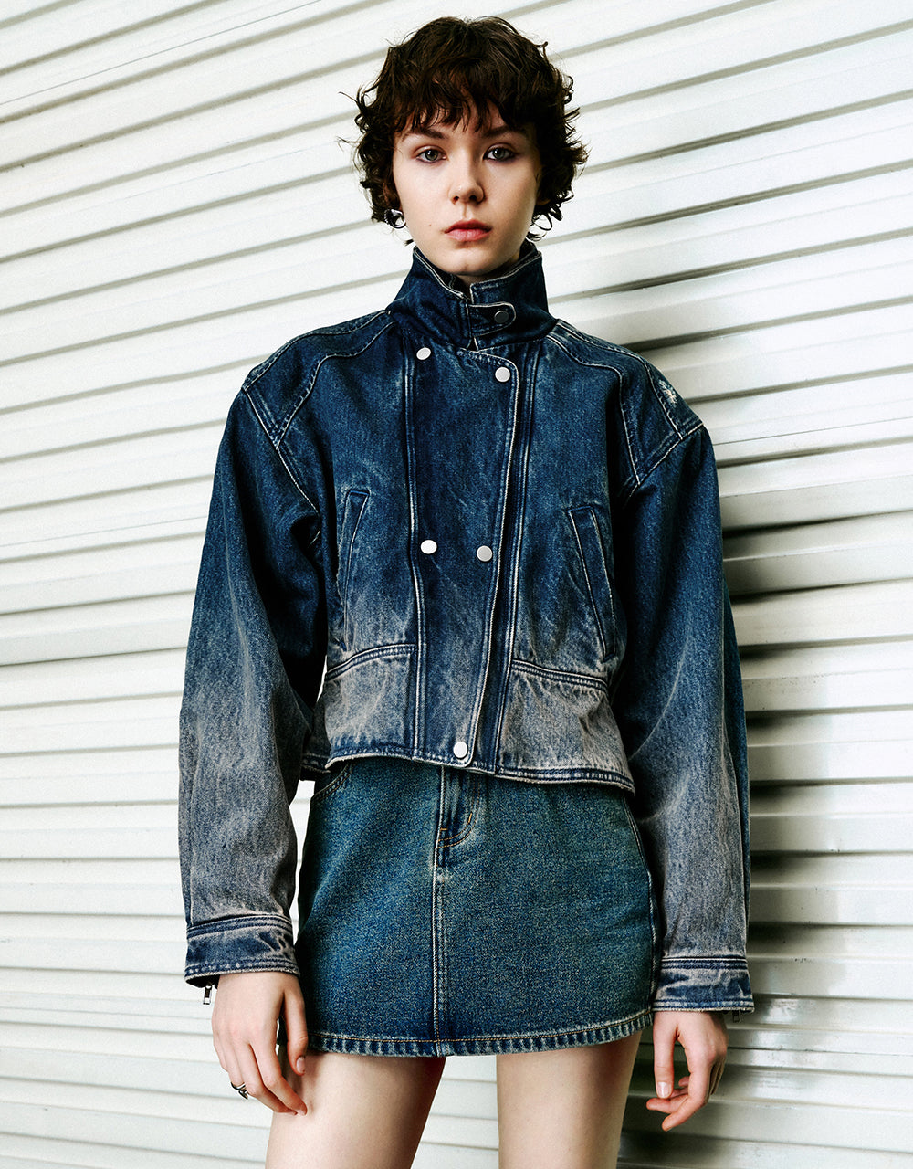 Stand Collar Denim Jacket