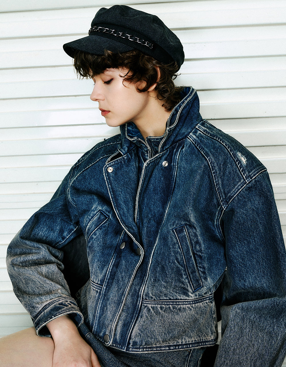 Stand Collar Denim Jacket