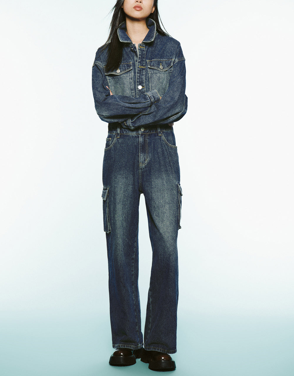 Loose Denim Jumpsuit