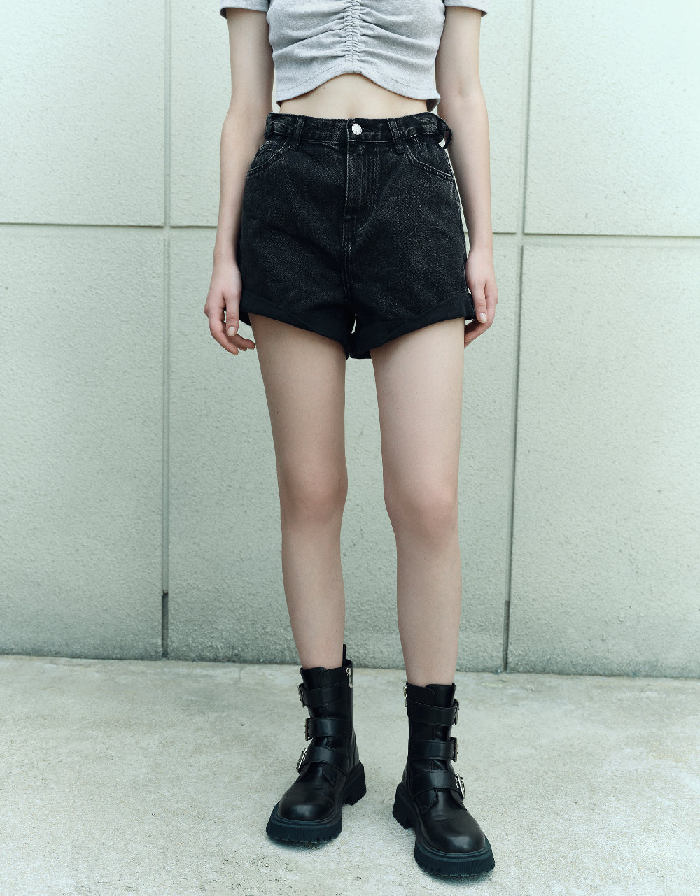 Roll Up Hem Denim Shorts