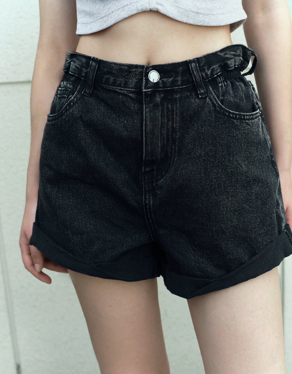 Roll Up Hem Denim Shorts