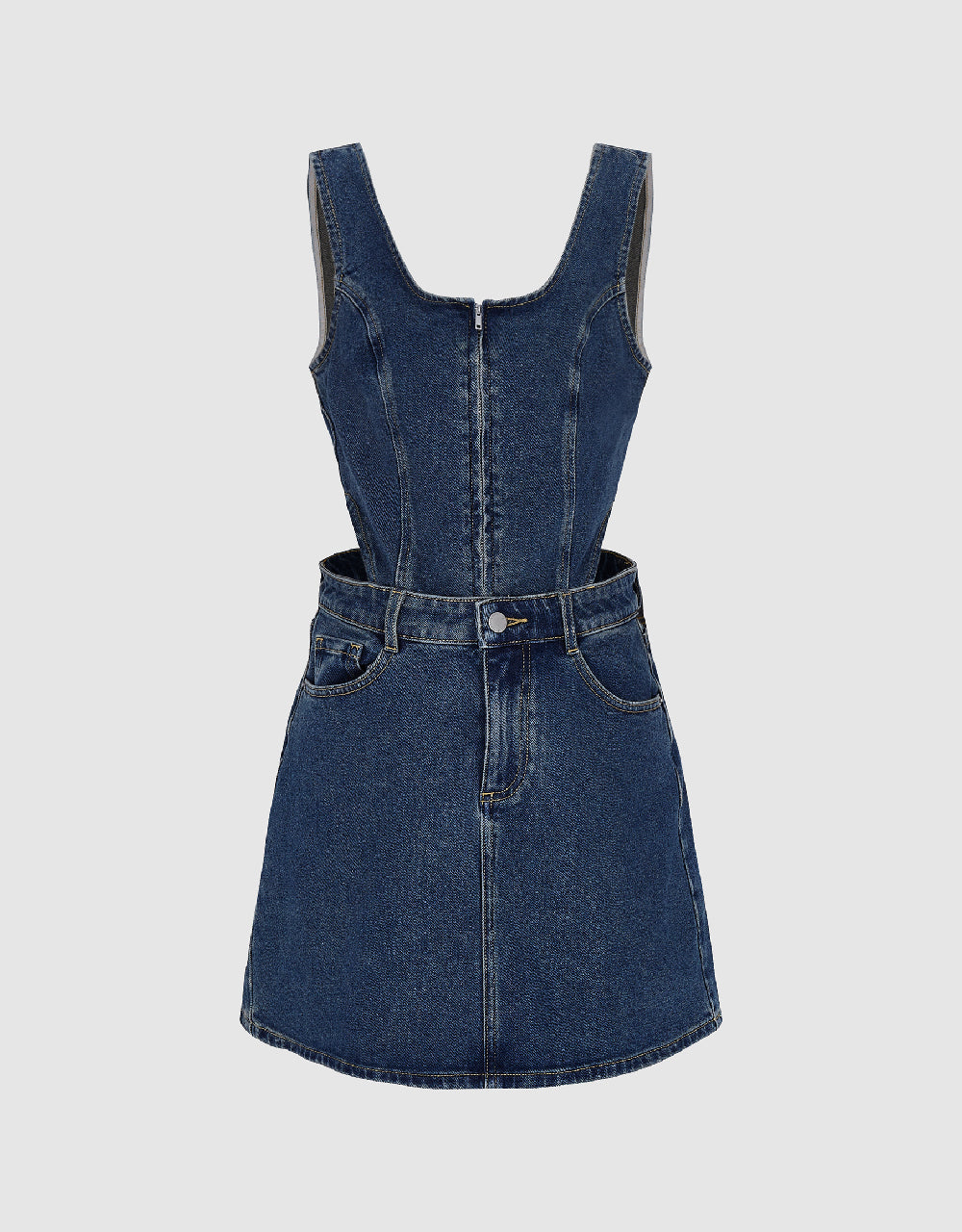 Sleeveless Cut-Out Denim Dress