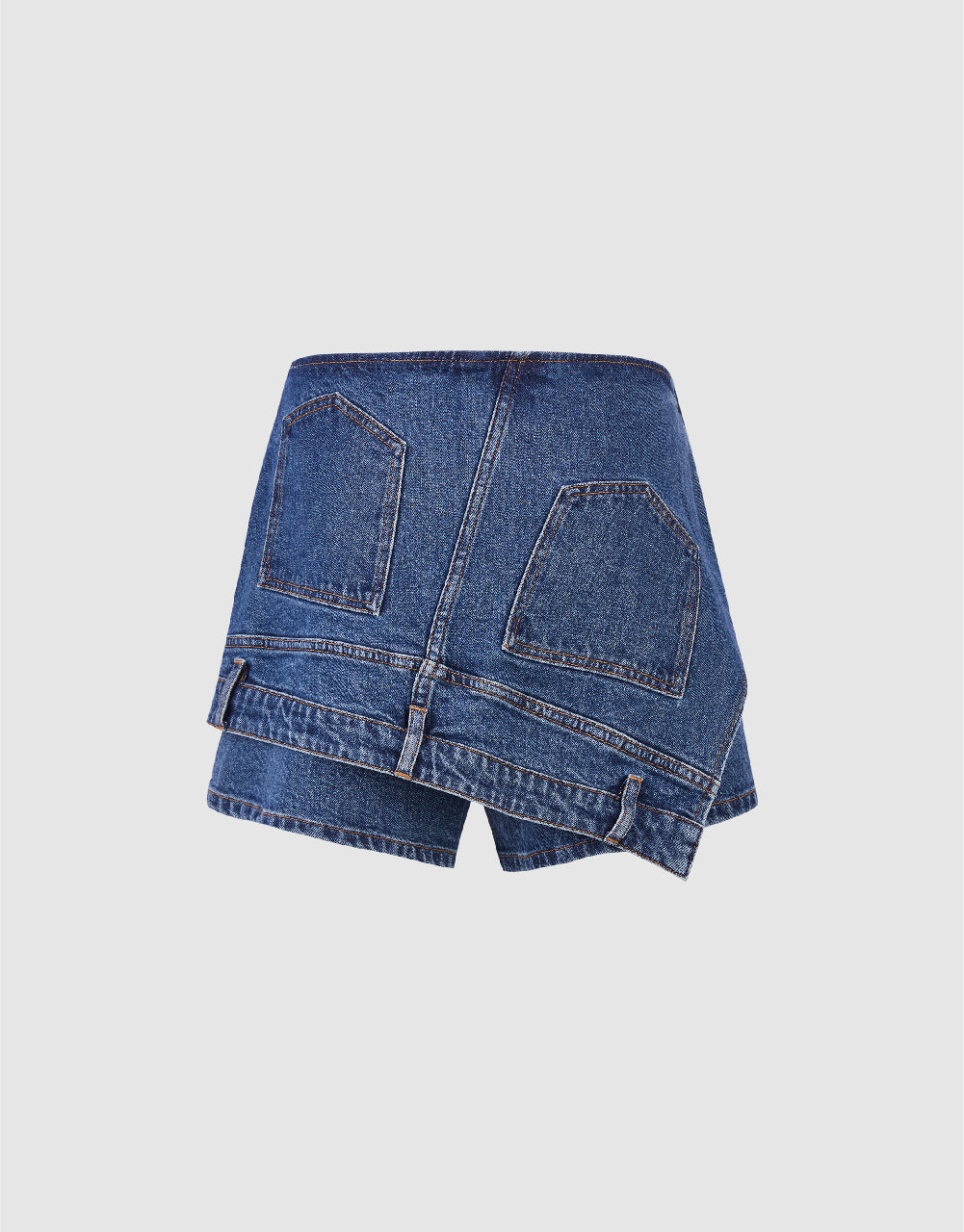 Asymmetric Denim Shorts