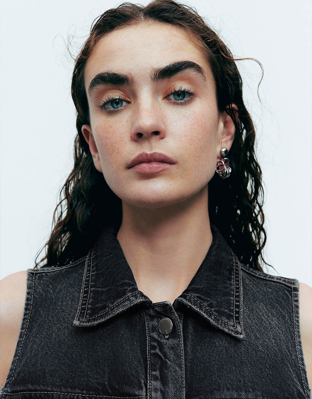 Sleeveless Lapel Denim Dress