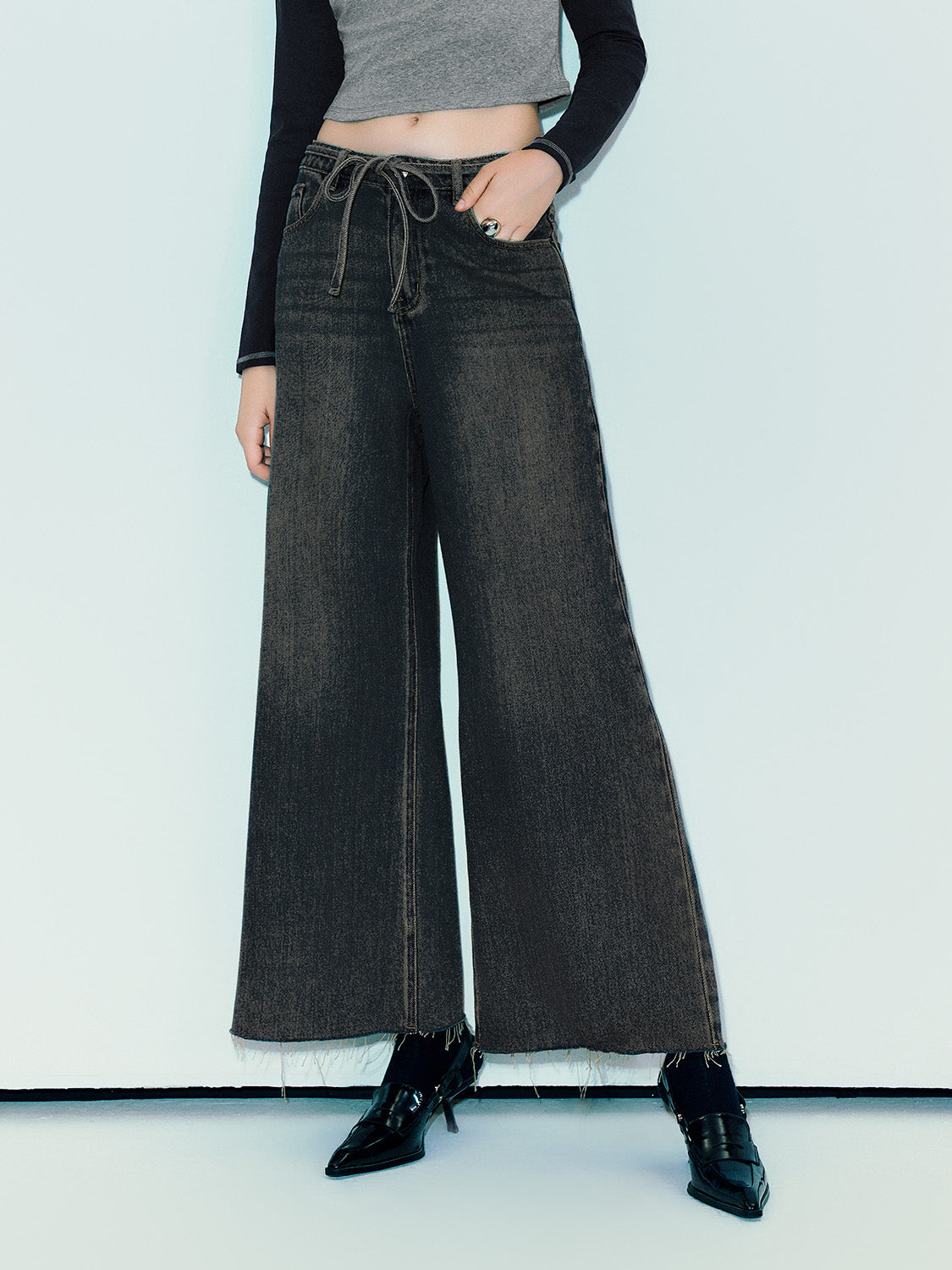Wide-Leg Jeans With Rope