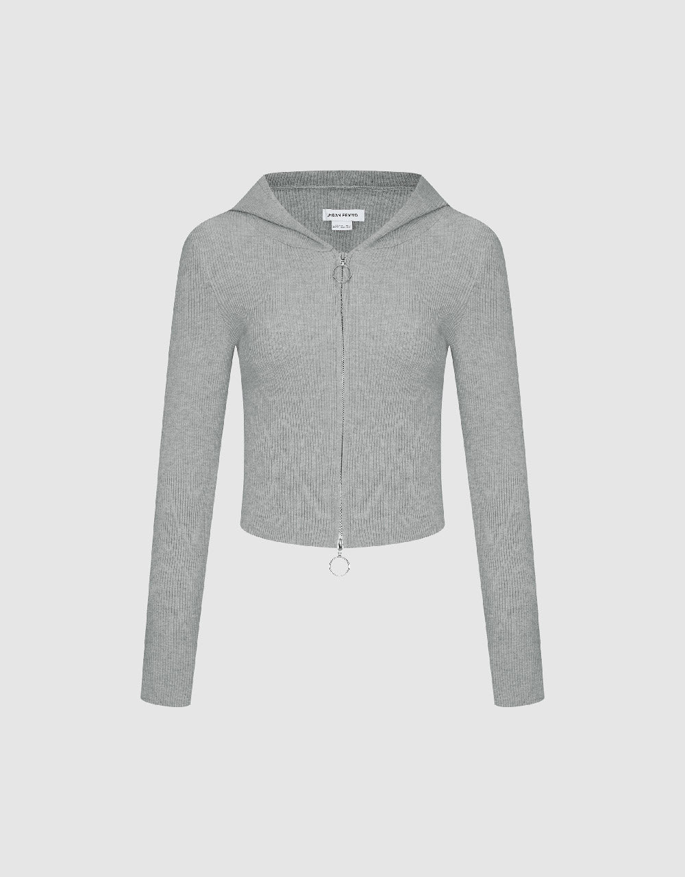 Zipper Front Hooded Knitted Cardigan