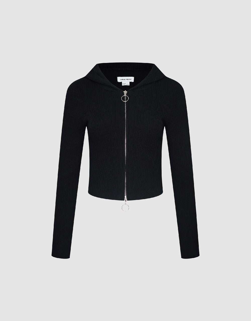 Zipper Front Hooded Knitted Cardigan