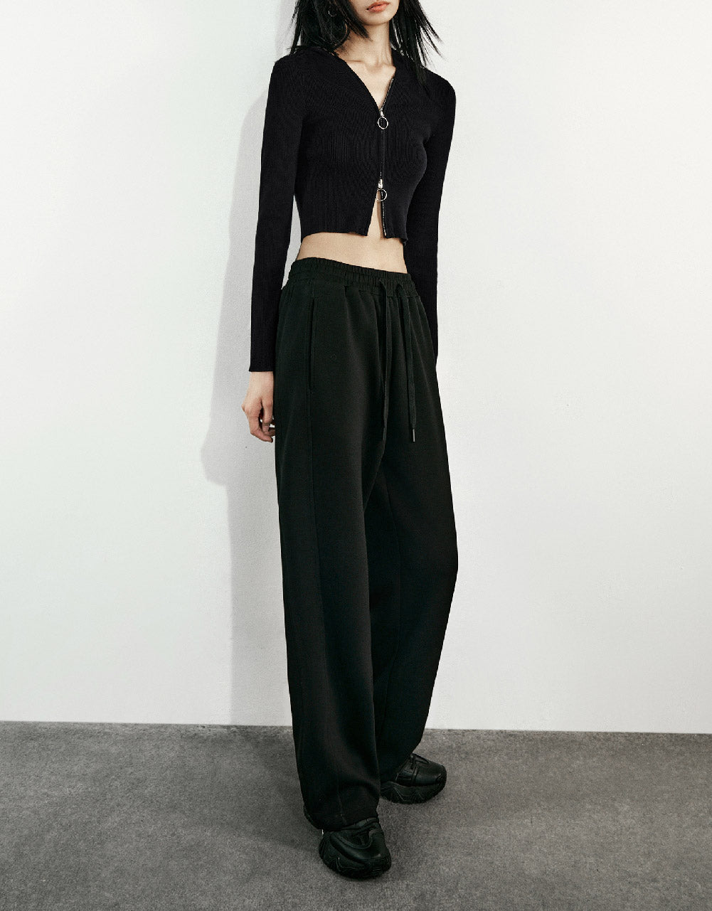 Zipper Front Hooded Knitted Cardigan