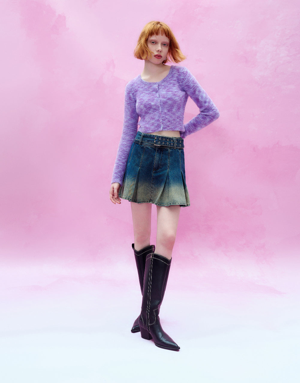 Button Up Cropped Knitted Cardigan