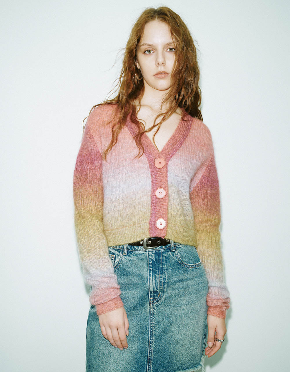 Furry Printed Knitted Cardigan