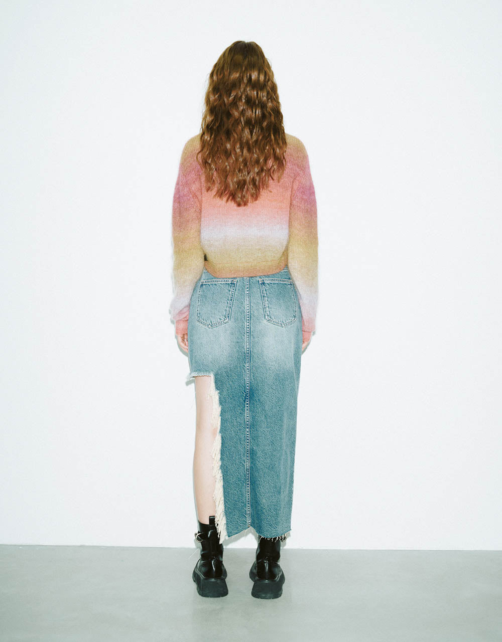 Furry Printed Knitted Cardigan