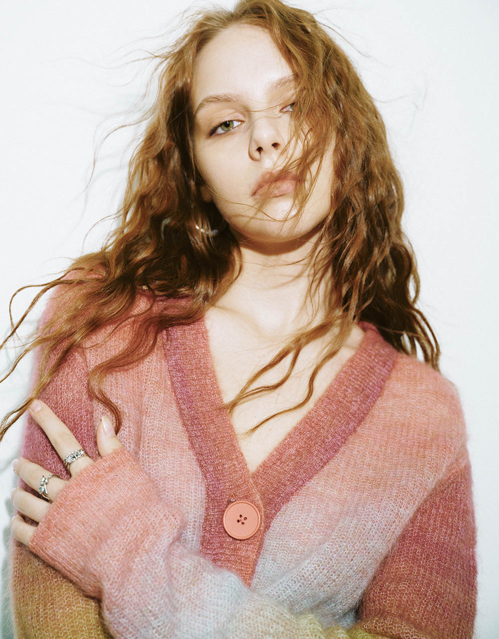 Furry Printed Knitted Cardigan