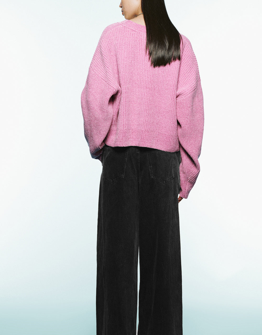 Drop Shoulder Sleeve V-Neck Knitted Cardigan