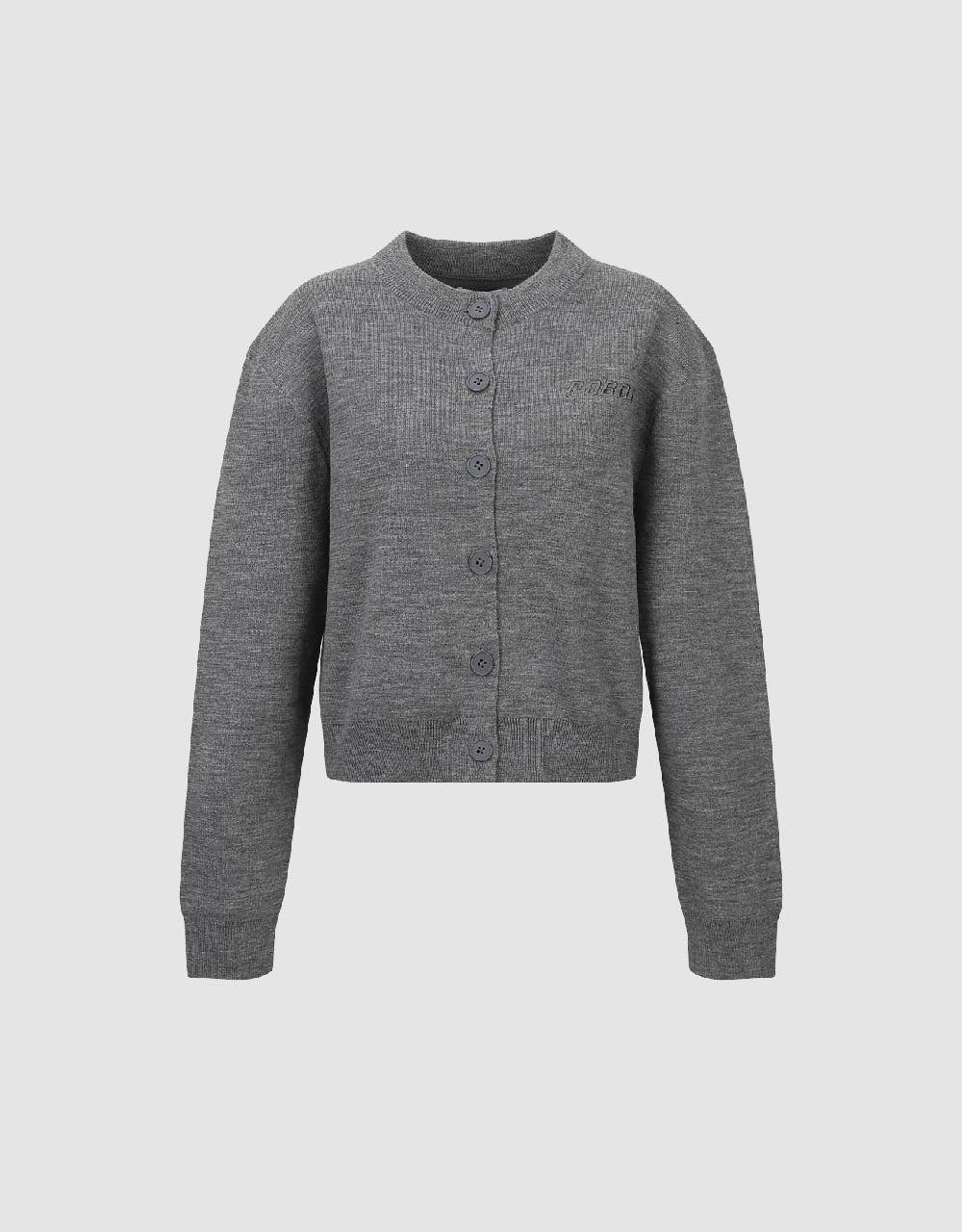 Letter Embroidered Crew Neck Knitted Cardigan