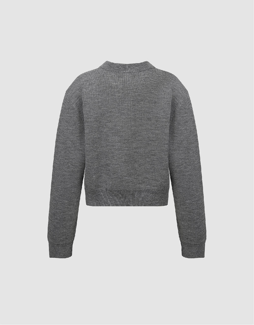 Letter Embroidered Crew Neck Knitted Cardigan