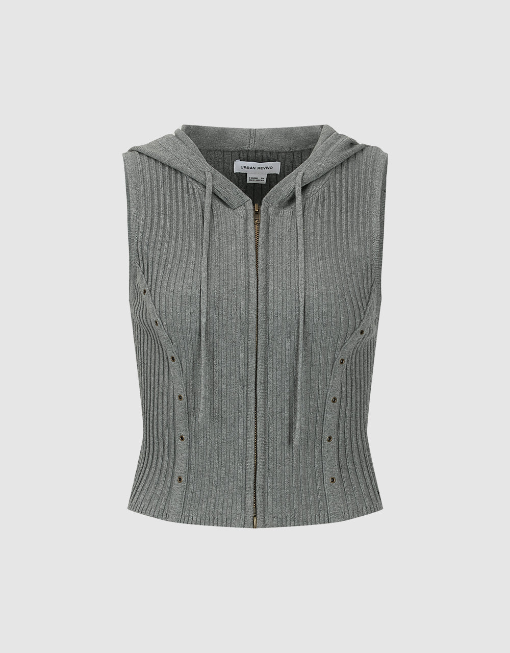 Hooded Zipper Front Skinny Knitted Vest
