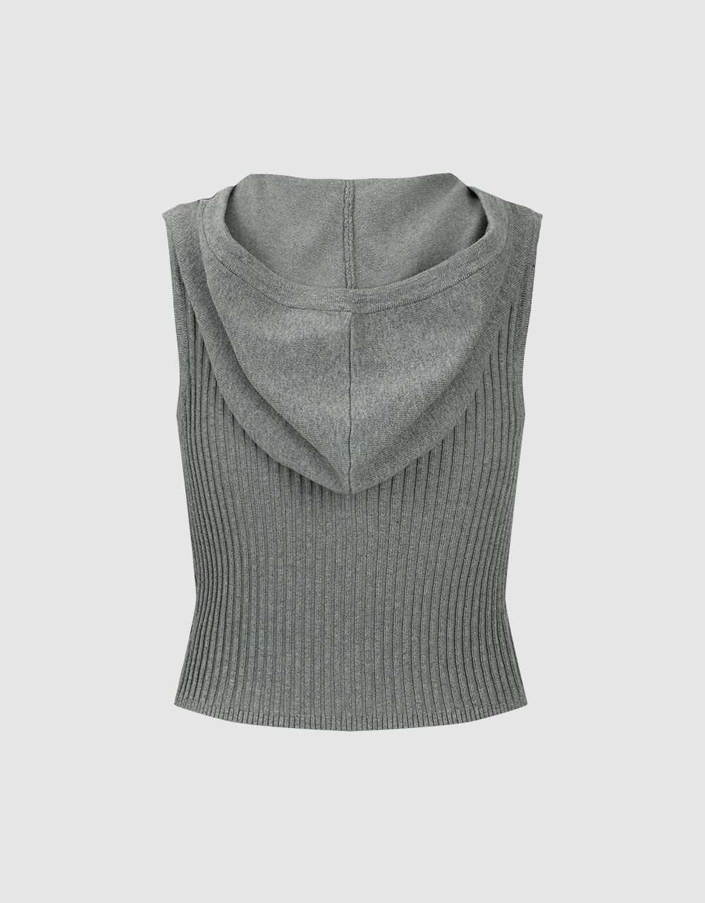 Hooded Zipper Front Skinny Knitted Vest