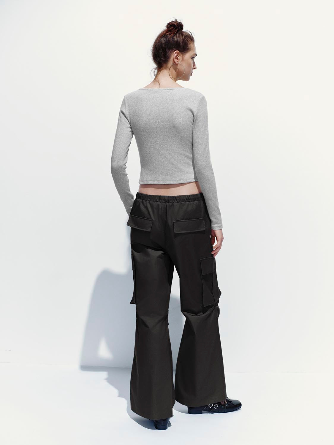 Button Top V-Neck Long Sleeve T-Shirts