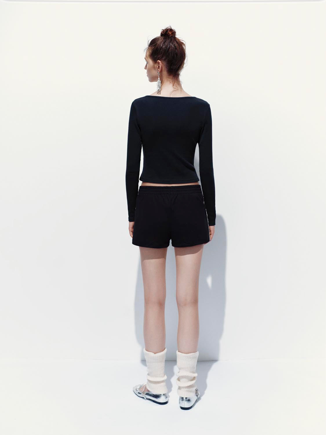 Button Top V-Neck Long Sleeve T-Shirts