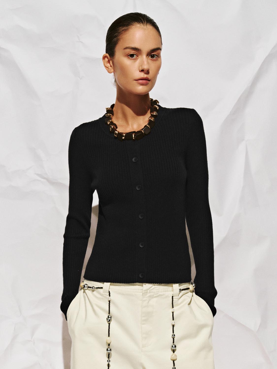 V-Neck Button Up Knitted Cardigan