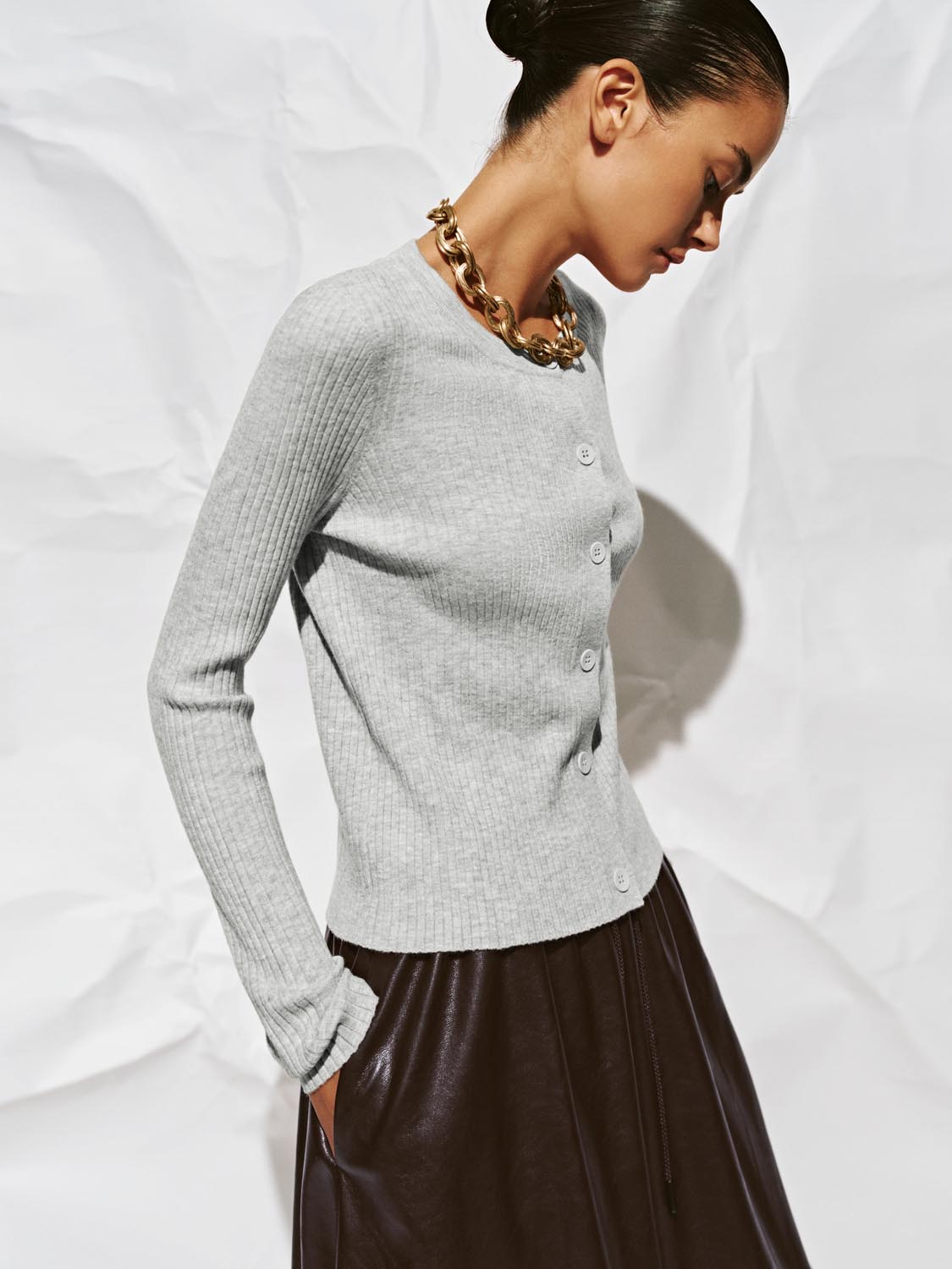 V-Neck Button Up Knitted Cardigan