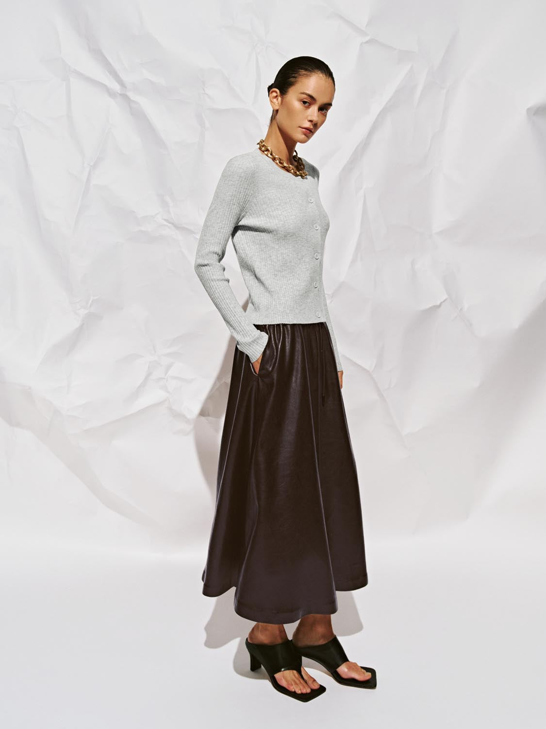 V-Neck Button Up Knitted Cardigan