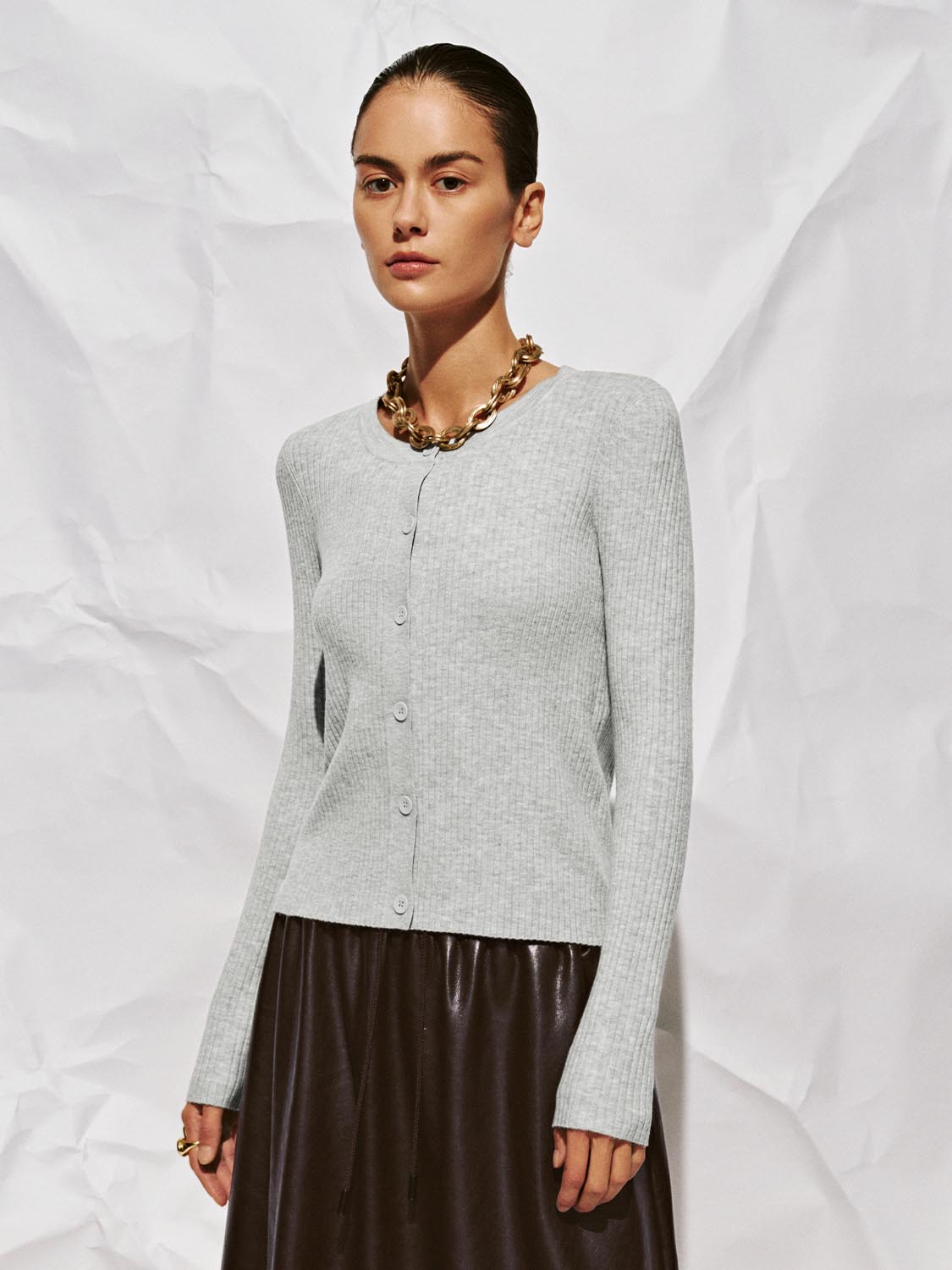 V-Neck Button Up Knitted Cardigan