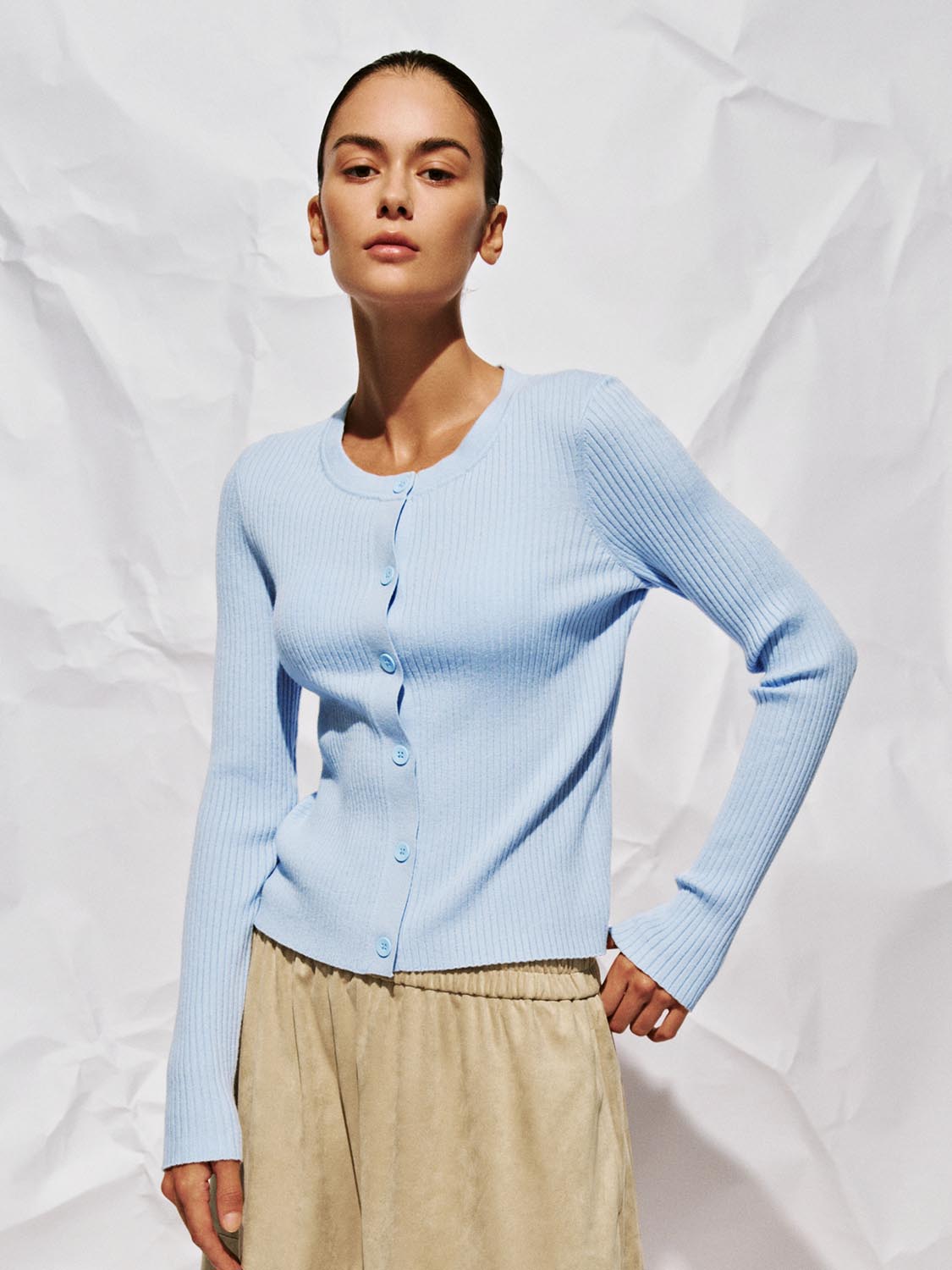 V-Neck Button Up Knitted Cardigan