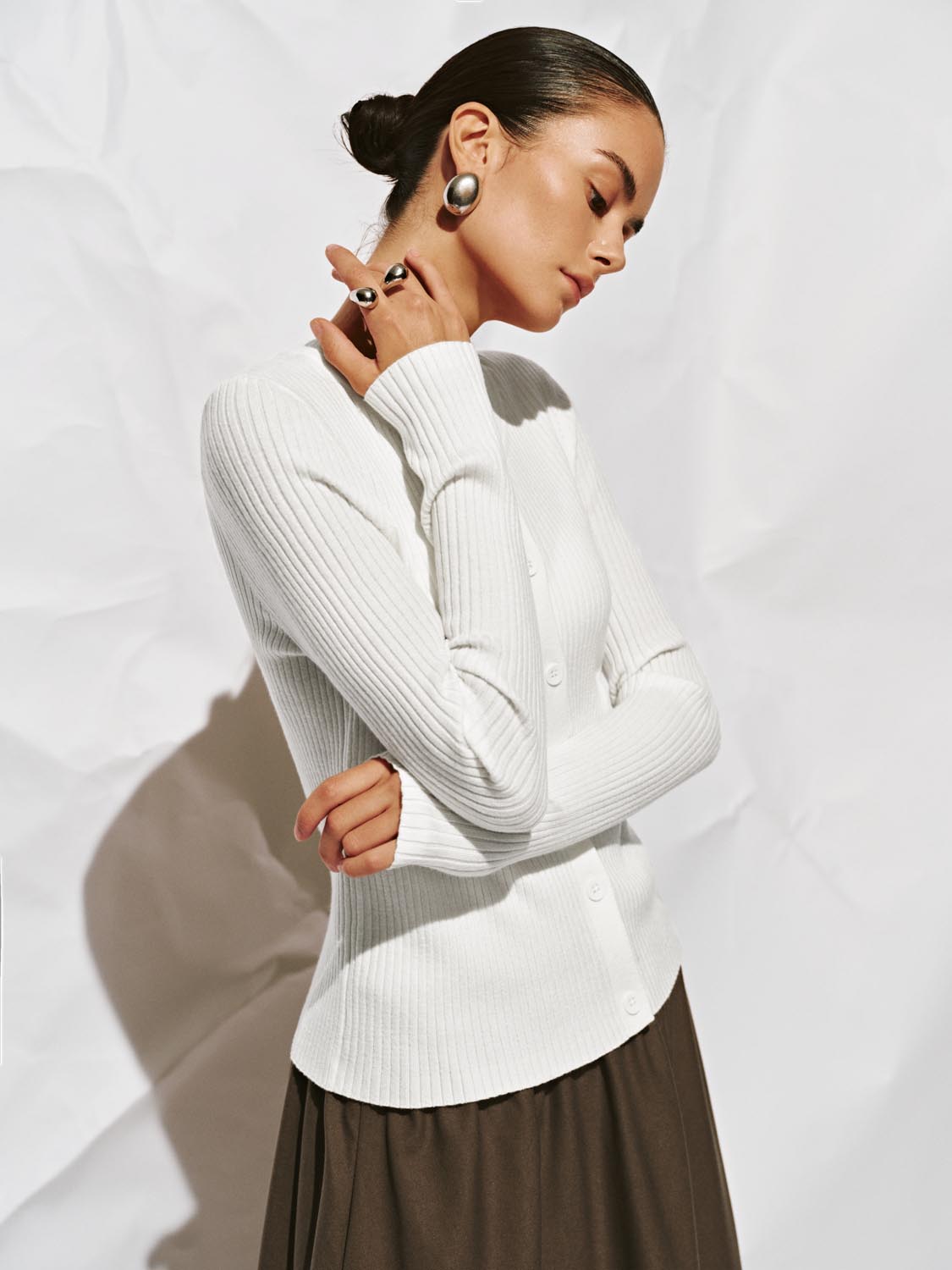 V-Neck Button Up Knitted Cardigan