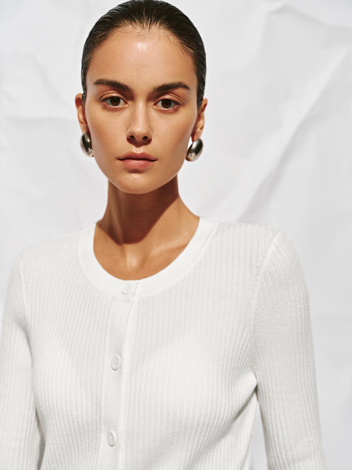 V-Neck Button Up Knitted Cardigan