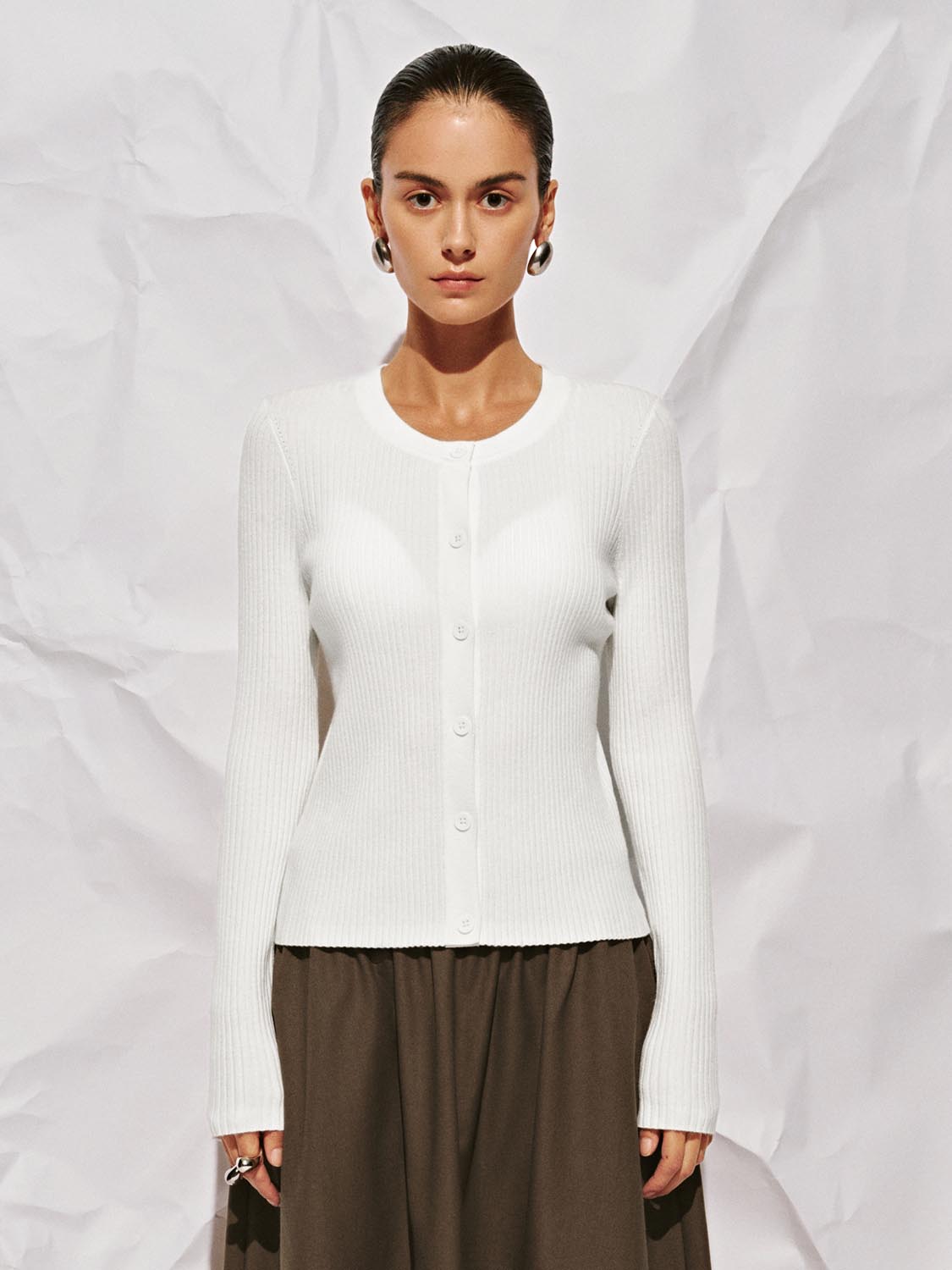 V-Neck Button Up Knitted Cardigan