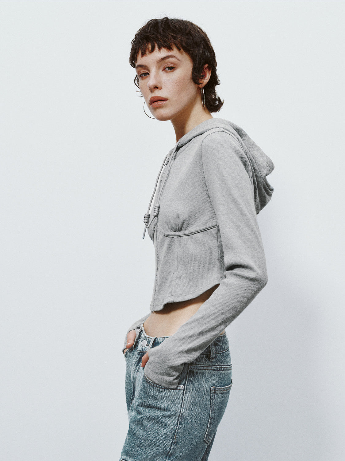 Zipper Front Hooded Skinny Jacket