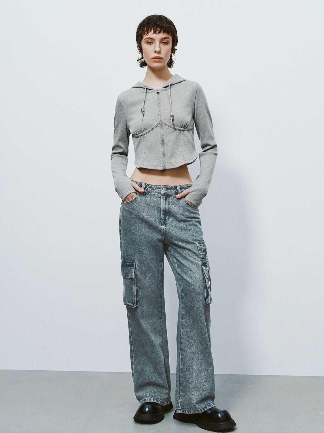 Zipper Front Hooded Skinny Jacket