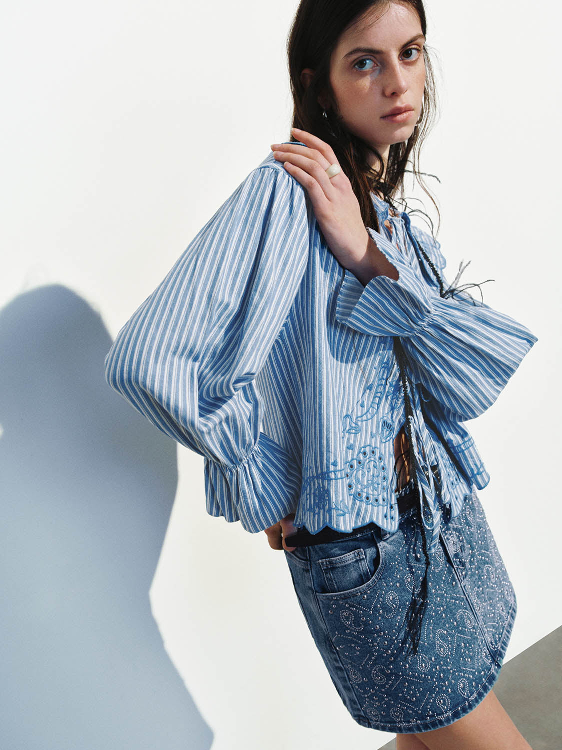 Lace Up Front Floral Shirts