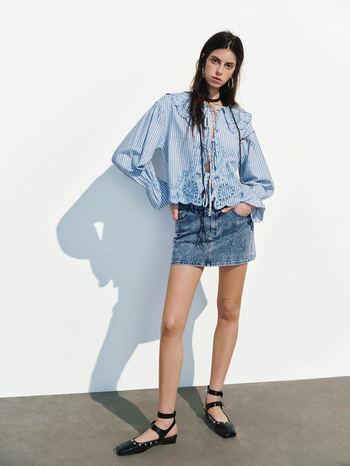 Lace Up Front Floral Shirts