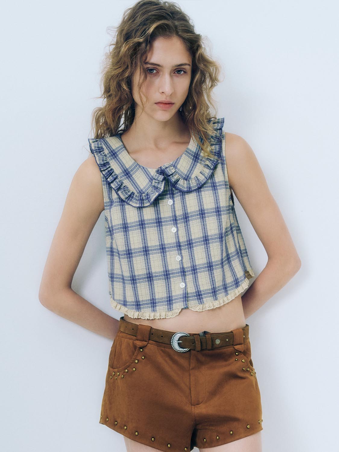 Plaid Sleeveless Shirts